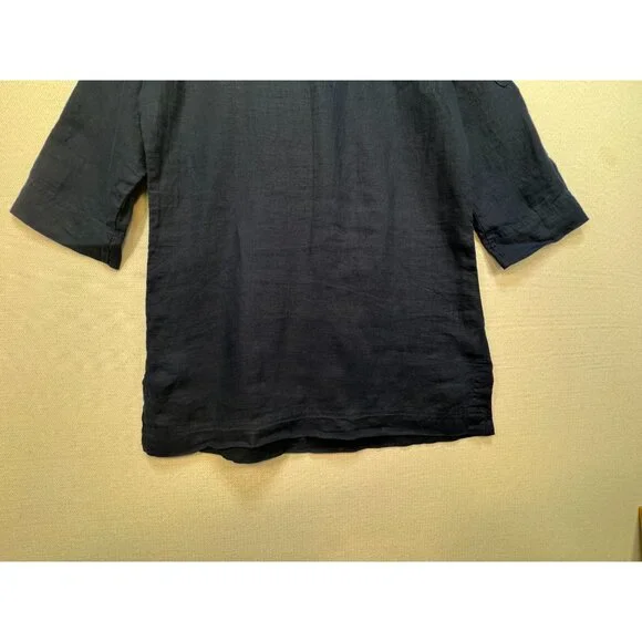 Tommy Hilfiger Womens Lace-Up Tunic Top Size S Navy Blue 3/4 Sleeves Pocket Chic - Picture 10 of 11